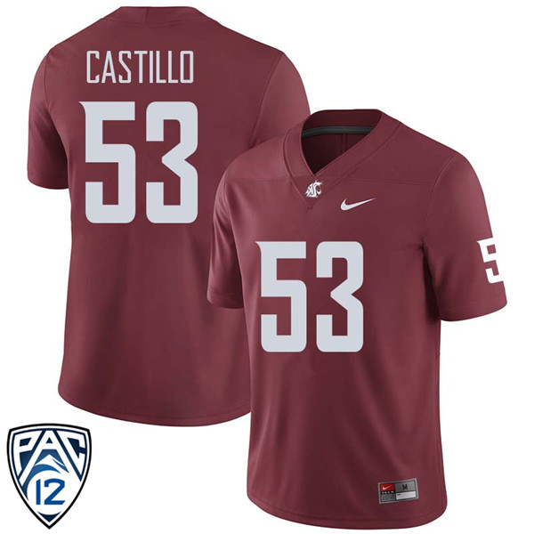 Men #53 Anthony Castillo Washington State Cougars College Football Jerseys Sale-Crimson